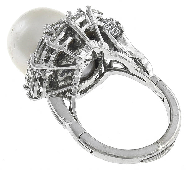 Vintage South Sea Pearl 1.60ct Diamond Ring