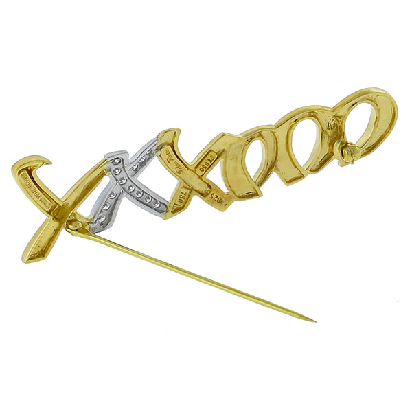 Vintage Tiffany & Co. 0.39ct Diamond 18k Yellow Gold Platinum Paloma Picasso Pin