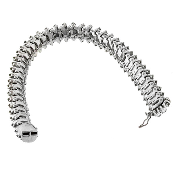 Vintage 10.00ct Round Cut Diamond Cluster 14k White Gold Bracelet