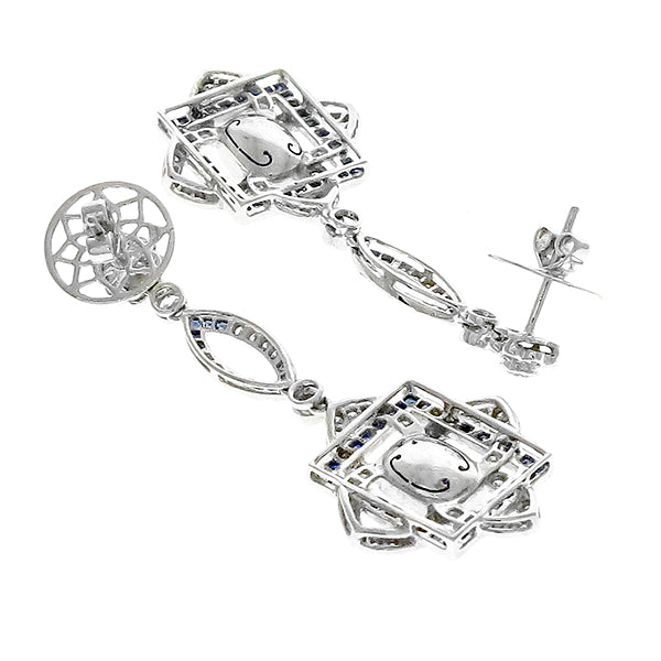 Art Deco 4.16ct Sapphire 1.76ct Diamond Chandelier Earrings