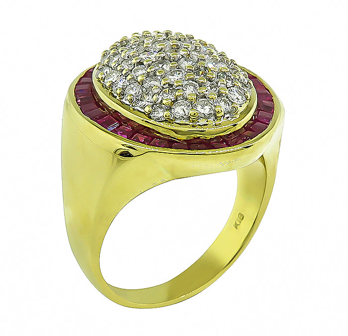 Estate 1.00ct Diamond 1.84ct Ruby Gold Ring