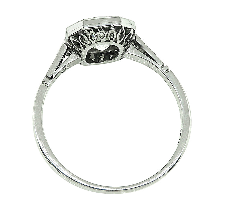 Estate 1.01ct Diamond Emerald Engagement Ring