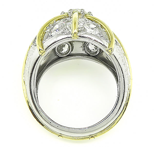 Estate 1.04ct Center Diamond 2.00ct Side Diamond Cocktail Ring