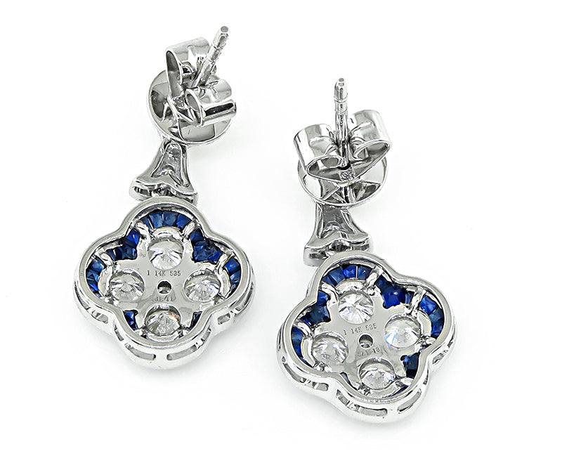 Estate 1.35ct Diamond 1.00ct Sapphire Earrings