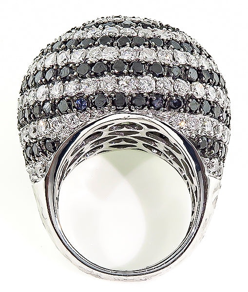 Estate 10.00ct Black and White Diamond Cocktail Ring
