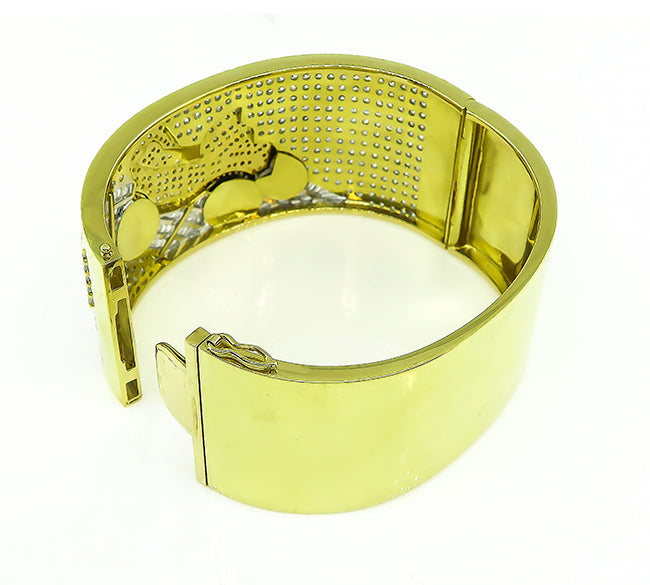 Estate 10.15ct Diamond Onyx Gold Vintage Car Bangle