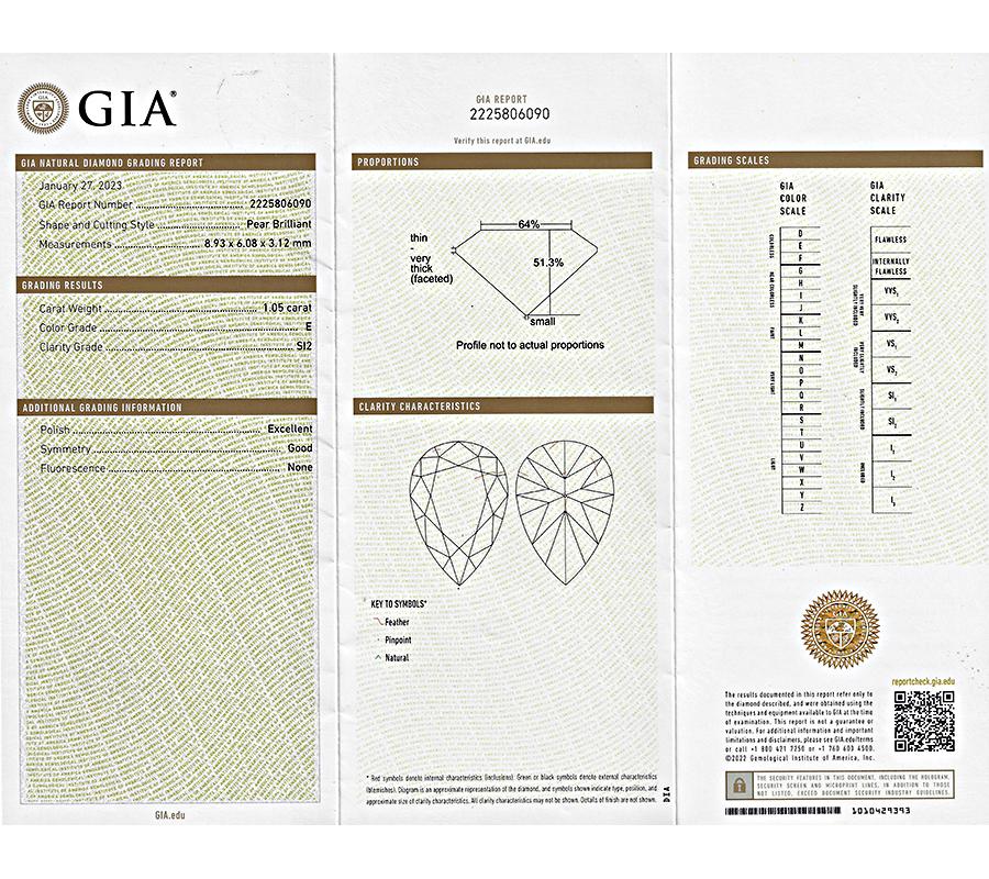 GIA 1.05ct Pear Shape Diamond 12.03ct Round Cut Diamond Necklace