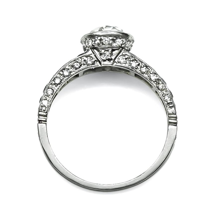 Art Deco Style 1.34ct Diamond Sapphire Engagement Ring