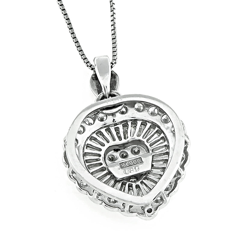 Estate 2.00ct Diamond Heart Pendant Necklace