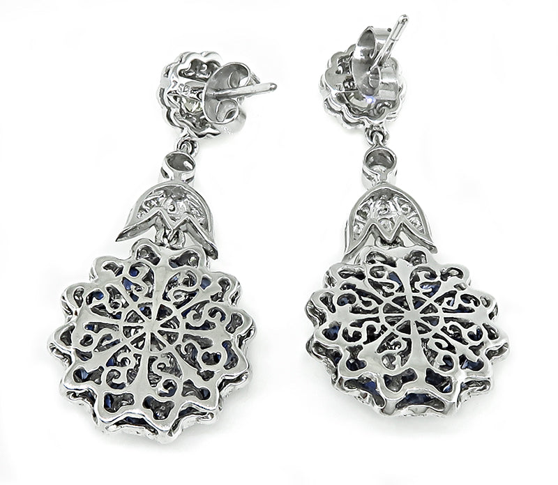 Estate 2.02ct Sapphire 1.51ct Diamond Dangling Earrings