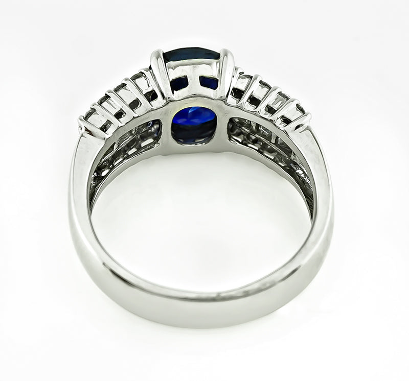 Estate 2.11ct sapphire 0.57ct Diamond Engagement Ring