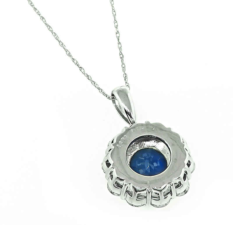 Estate 2.14ct Sapphire 1.20ct Diamond Pendant Necklace