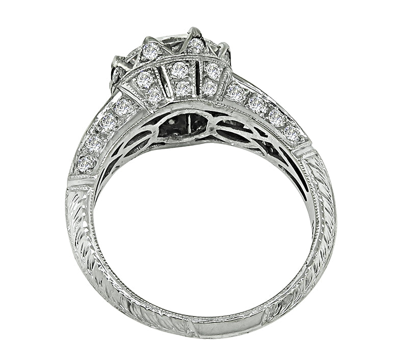 Estate 3.00ct Diamond Sapphire Engagement Ring