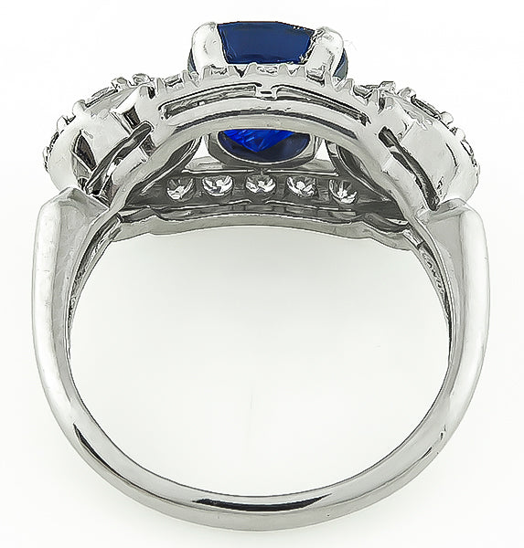 Vintage 3.01ct Ceylon Sapphire 1.20ct Diamond Ring