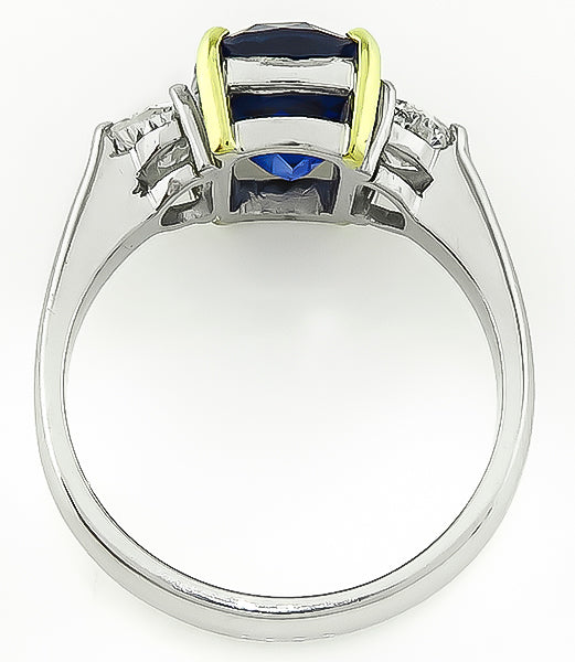 Estate 3.18ct Ceylon Sapphire 0.60ct Diamond Engagement Ring