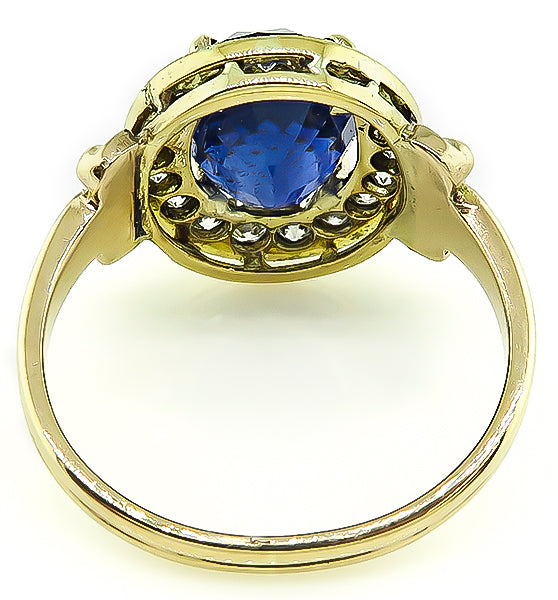 Estate 4.01ct Sapphire Diamond Ring