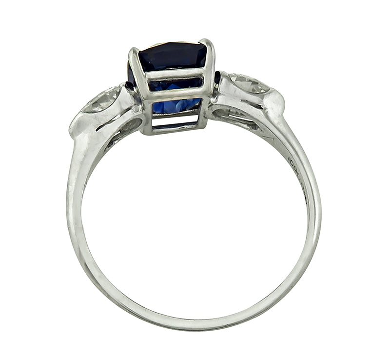 Estate 4.41ct Sapphire 1.05ct Diamond Engagement Ring