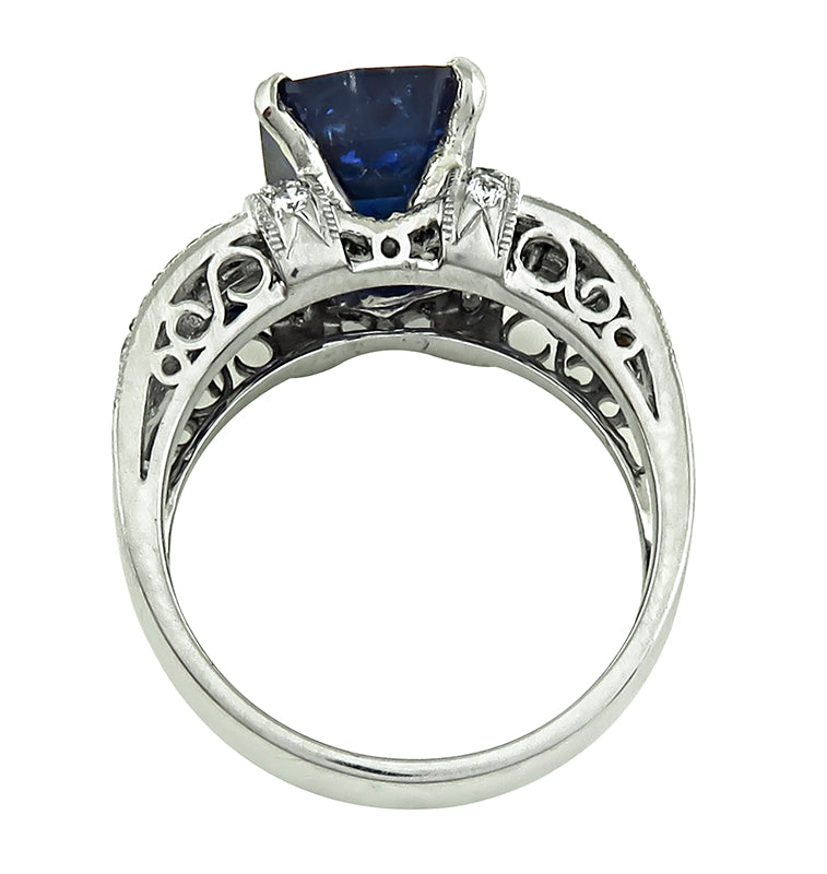 Estate 4.55ct Sapphire 0.50ct Diamond Engagement Ring