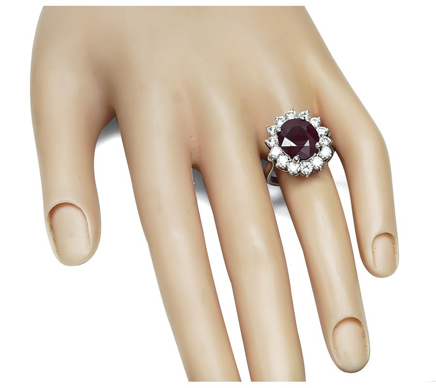 Estate 5.41ct Ruby 1.80ct Diamond Engagement Ring