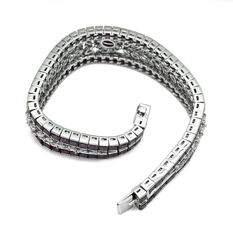Estate 20.00ct Ruby 5.43ct Diamond Gold Bracelet
