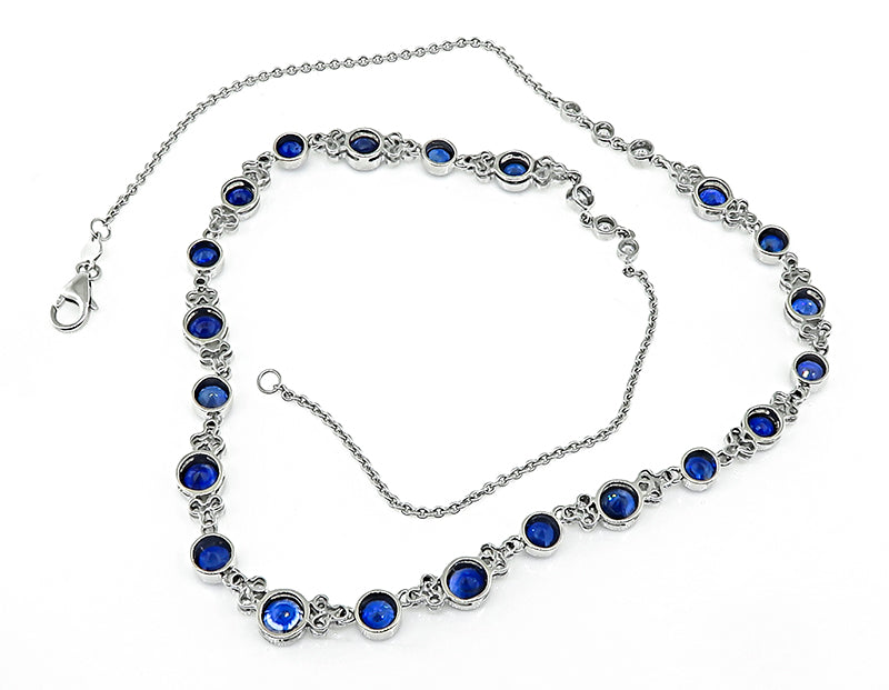 Estate 9.54ct Sapphire 1.68ct Diamond Necklace