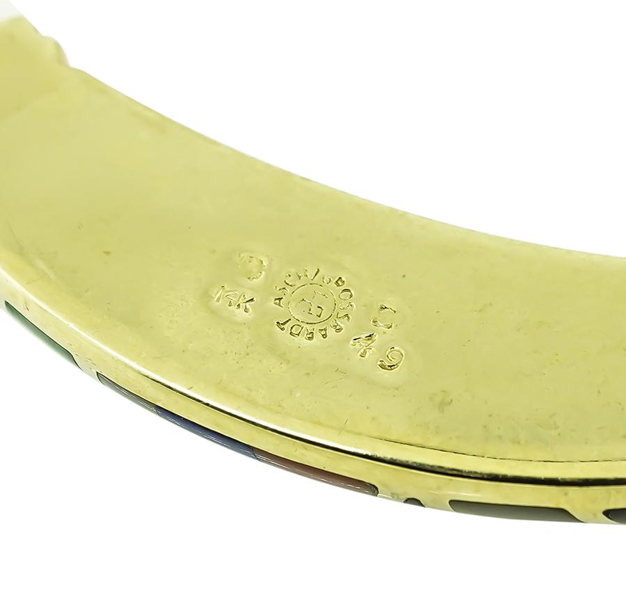 Asch Grossbardt Multi Gemstone Inlay Gold Necklace