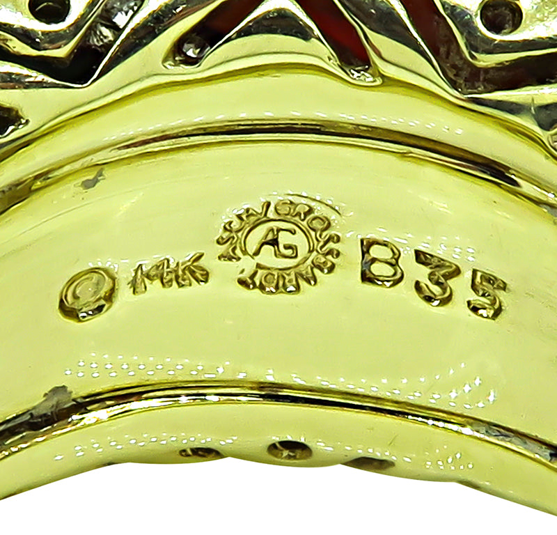 Estate Asch Grossbardt 0.75ct Diamond Multi Gemstone Inlay Gold Ring