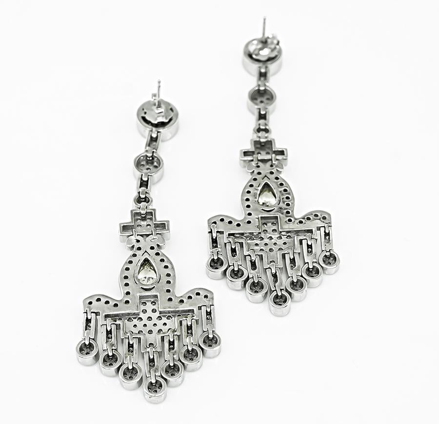 1.10ct Fancy Yellow Diamond 3.00ct Diamond Chandelier Earrings