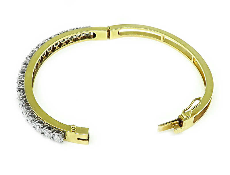 Estate 7.00ct Diamond Gold Bangle