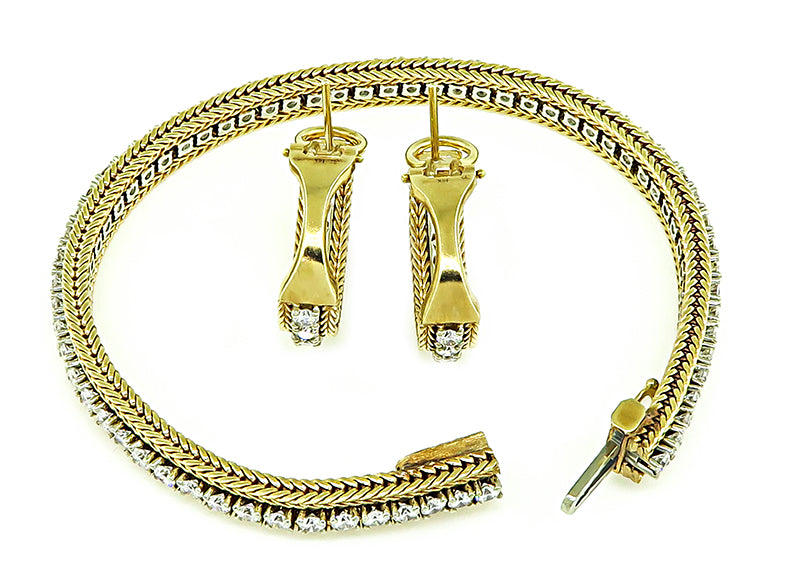 Estate 6.25ct Diamond Bracelet and Earrings Set
