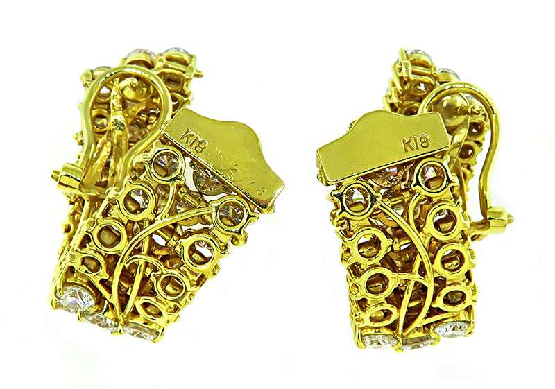 Estate 9.46ct Diamond Gold Earrings