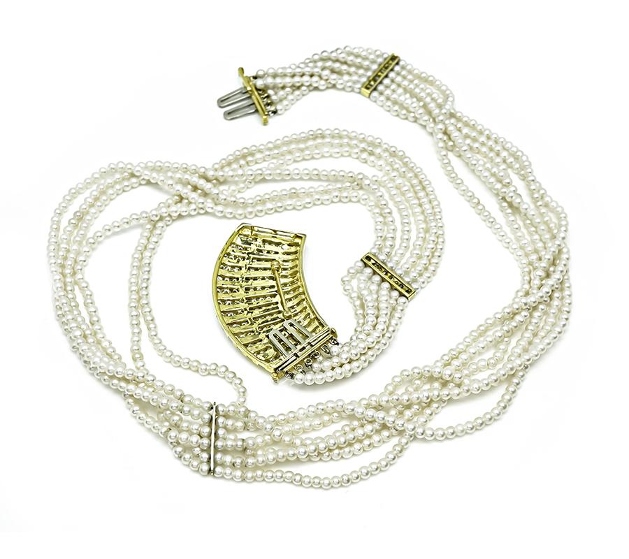 Estate 5.00ct Diamond Pearl Necklace