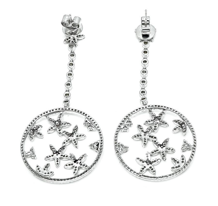 Estate 6.00ct Diamond Gold Star Drop Earrings