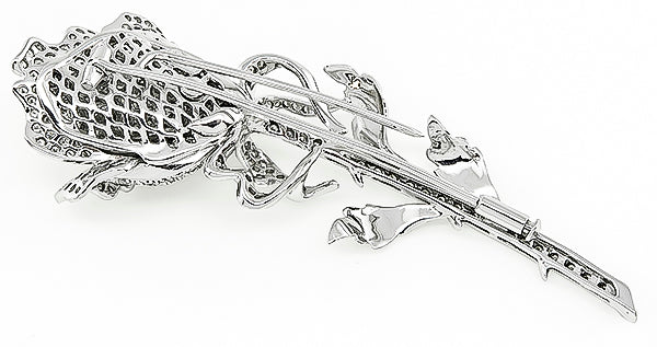 Estate 4.00ct Diamond Long Stem Rose Pin