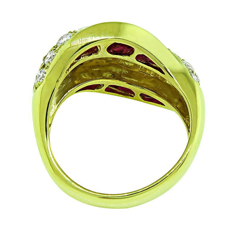 Estate 2.61ct Diamond 1.99ct Ruby Gold Ring