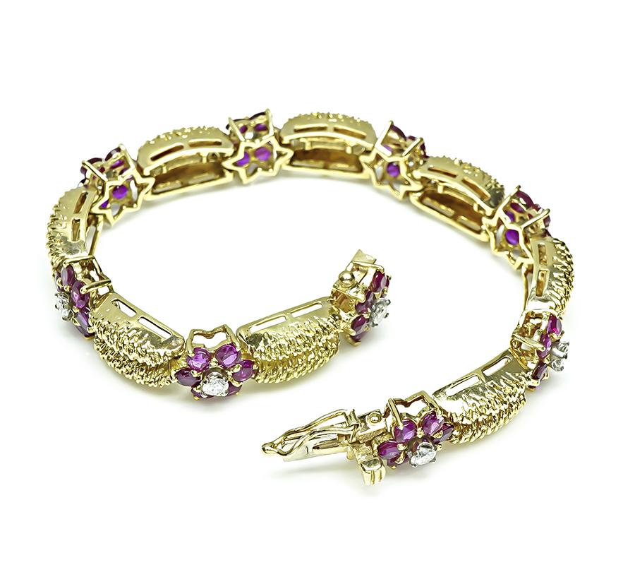 Estate 5.00ct Ruby 0.70ct Diamond Gold Bracelet