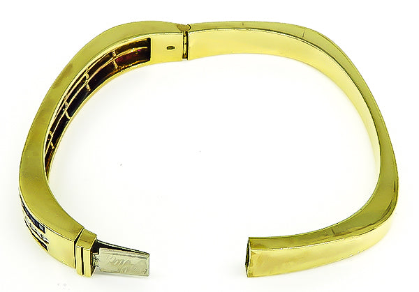 Estate 1.40ct Diamond 1.40ct Sapphire 1.40ct Ruby Gold Bangle