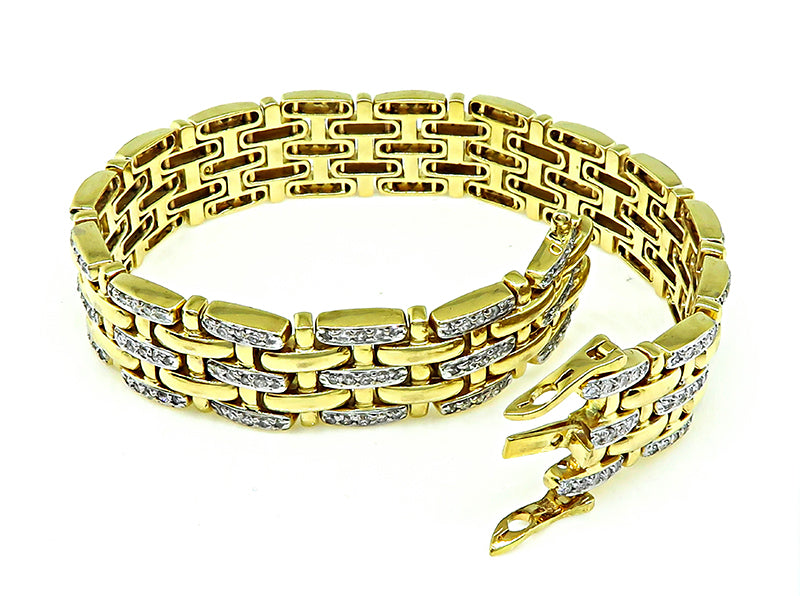 Estate 2.70ct Diamond Two Tone Gold Panthere Style Bracelet