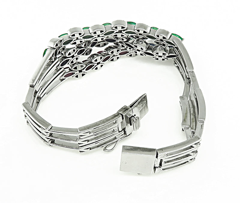 Estate 1.40ct Diamond 3.15ct Multi Color Precious Gemstone Bracelet