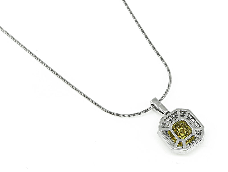 Estate 1.25ct Fancy Yellow Diamond 0.50ct Diamond Pendant Necklace