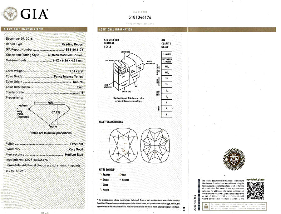 Estate GIA Certified 1.51ct Fancy Yellow Diamond Engagement Ring