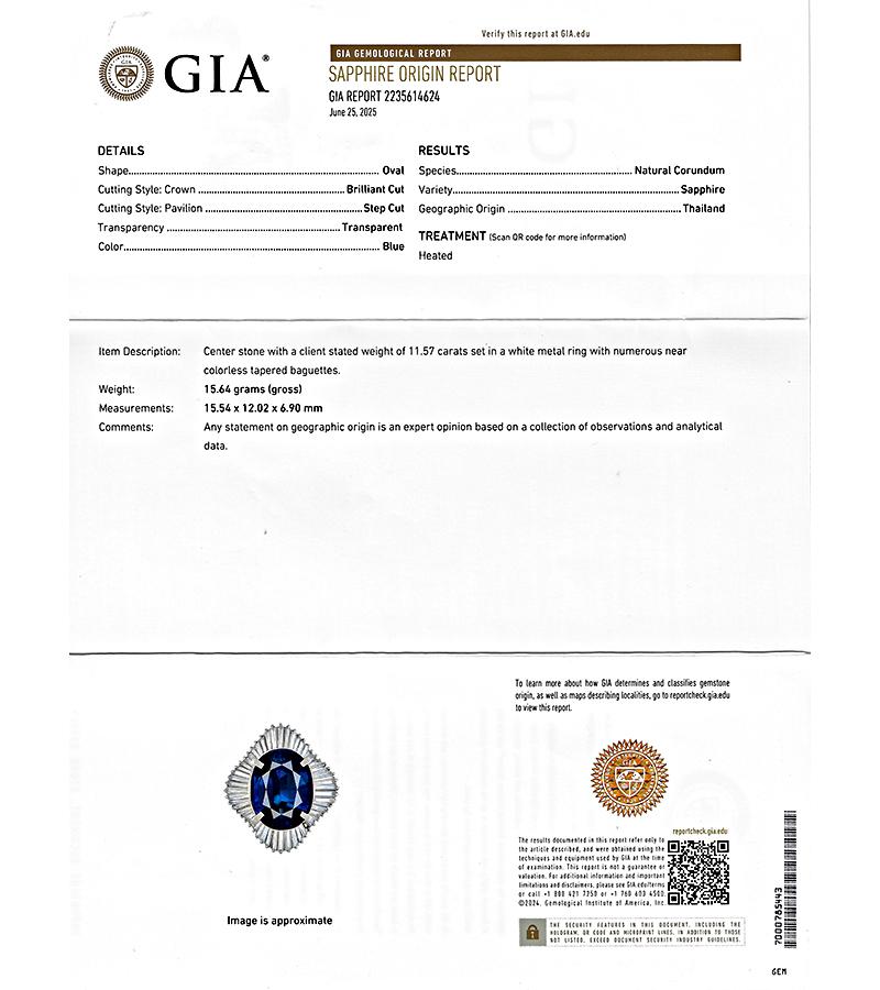 Estate GIA Certified 11.57ct Sapphire 1.90ct Diamond Ring