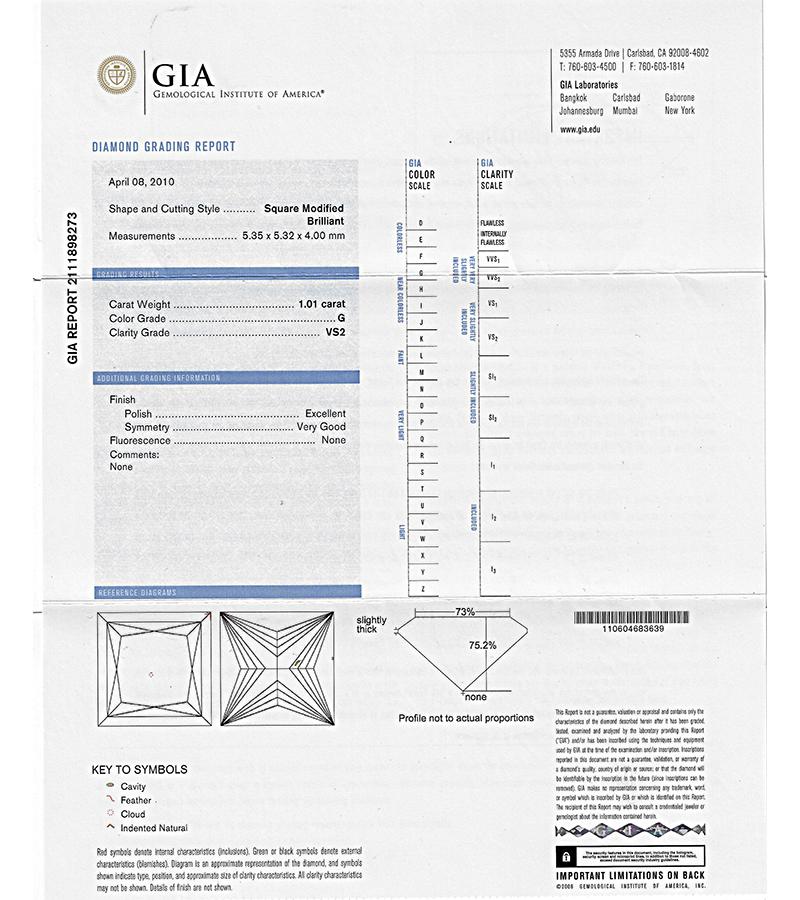 Estate GIA Certified 1.01ct Diamond Engagement Ring and Wedding Band Set