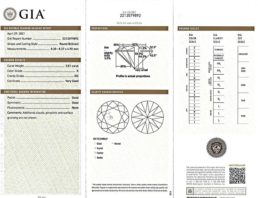 Estate GIA Certified 2.01ct Diamond Engagement Ring