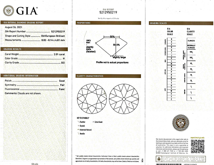 Vintage GIA Certified 2.01ct Diamond Engagement Ring