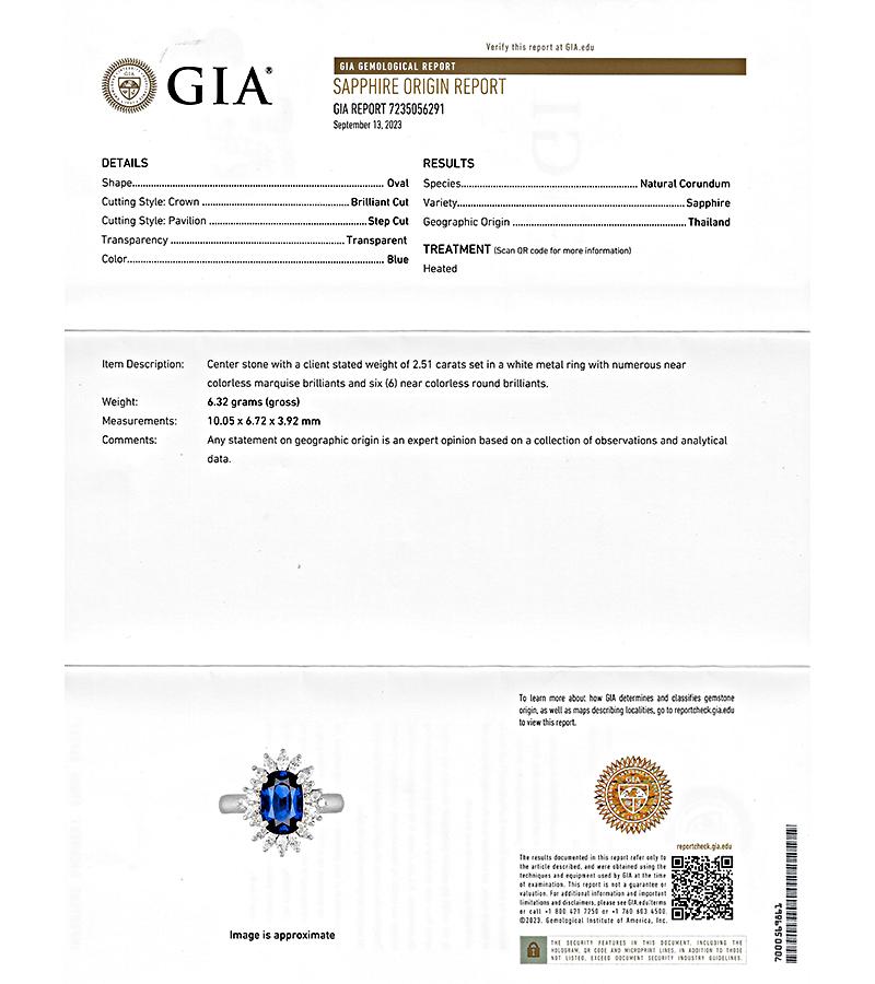 GIA Certified 2.51ct Sapphire 0.86ct Diamond Engagement Ring