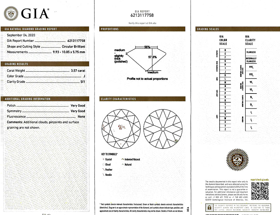 Estate GIA Certified 3.57ct Diamond Engagement Ring