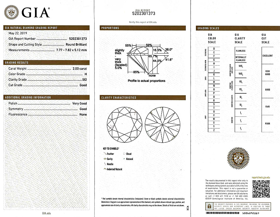 Estate GIA Certified 2.00ct Diamond Engagement Ring