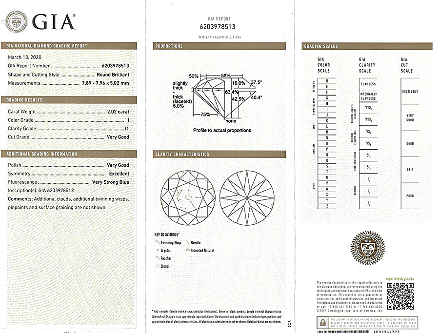 Estate GIA Certified 2.02ct Diamond Engagement Ring and Wedding Band Set