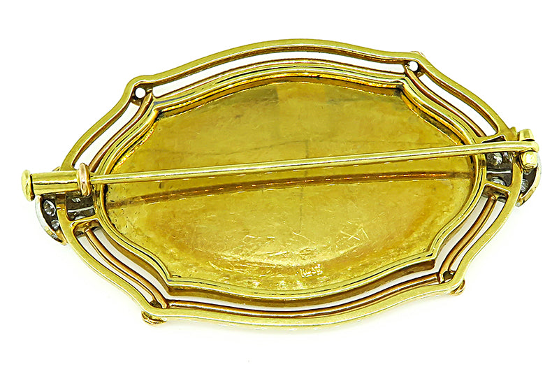 1970s Marie Antoinette Diamond Gold Pin